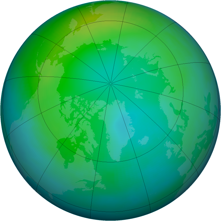 Arctic ozone map for November 1990